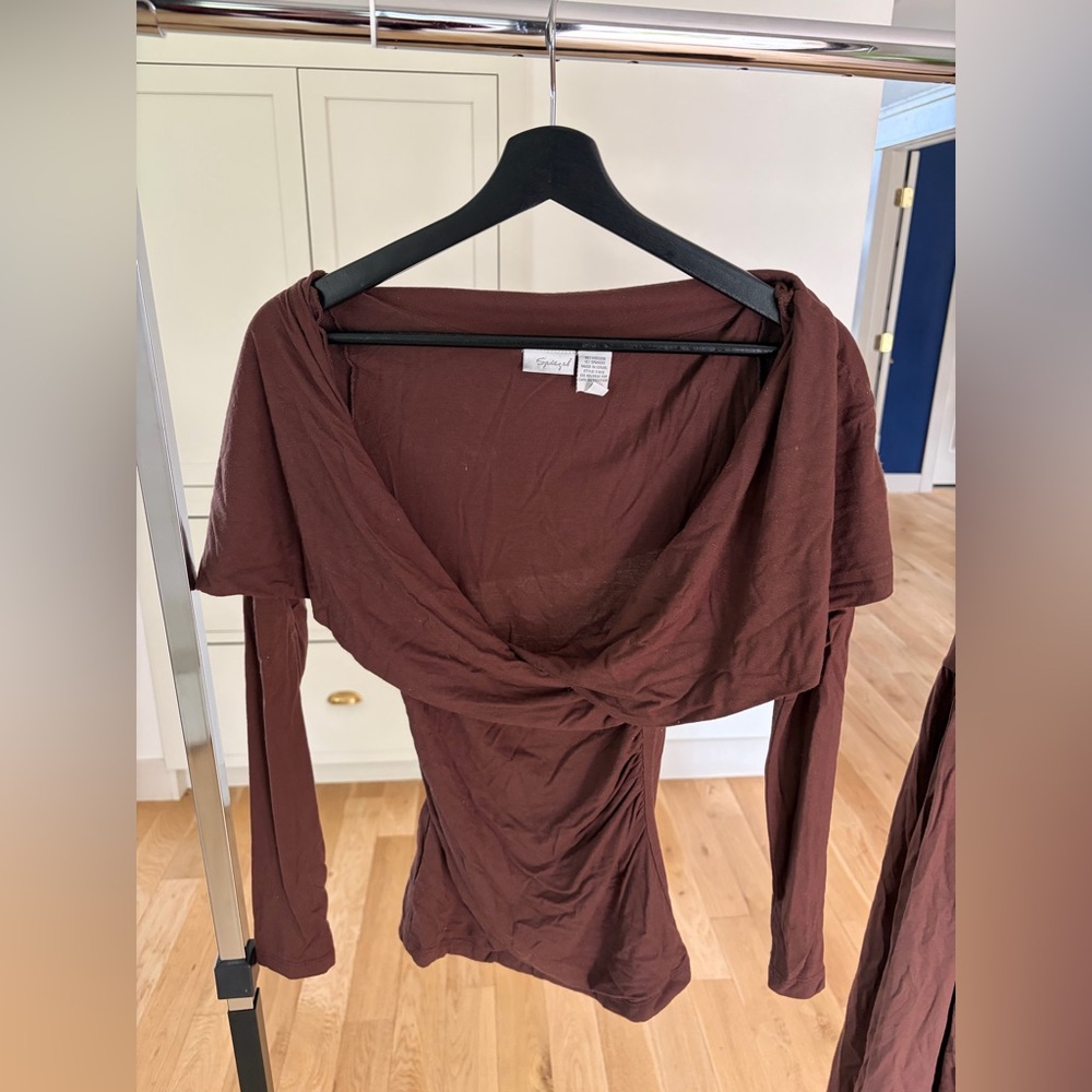 Vintage Spiegel Brown Drop Waist Dress and Off the Shoulder Top Set - Picture 3 of 5